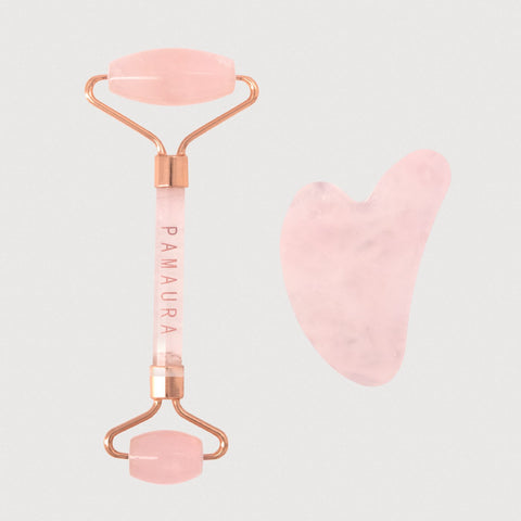 Pamaura Rose Quartz Face Roller and Gua Sea Set