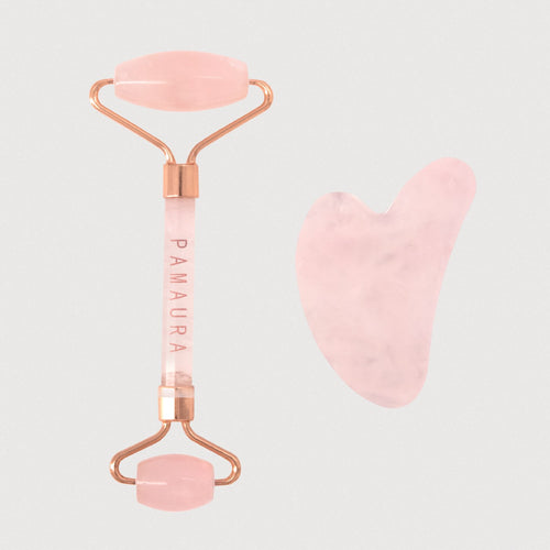 Pamaura Rose Quartz Face Roller and Gua Sea Set